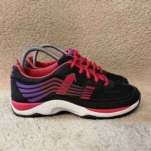 Dansko Elise Womens Walking Sneakers Black Pink Purple Mesh Lace Up Size 38